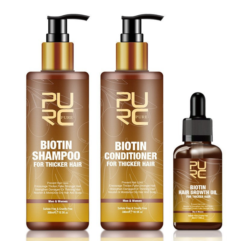 PURC Hair Care Ginger Biotin Three-piece Shampoo Conditioner Repair Dry And Frizz Essential Oil